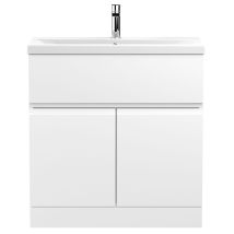 Hudson Reed Urban Satin White 800mm Floor Standing Vanity Unit And Mid Edge Ceramic Basin - Urb105a