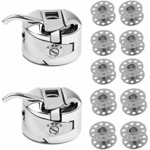 Set Di 10 Bobine In Metallo Per Macchine Da Cucire + 2 Custodie Per Bobine Per Macchine Toyota, Brother, Janome, Elna, Bernina E Singer