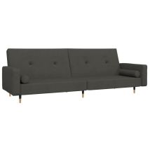 Devenirriche - Sofá Cama De 2 Plazas Con Dos Almohadas Terciopelo Gris Oscuro Vidaxl