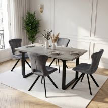 Hipihom Chaise De Salle À Manger Rembourrée En Tissu, Structure Robuste En Métal Noir De Style Griffe, Coussin D'Assise Doux Et Confortables, Chaises 