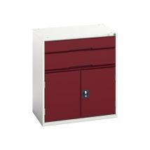 Bott 16925137.24 Verso 2 Drawer + Cupboard 900 X 800mm Crimson Red Bot169251374