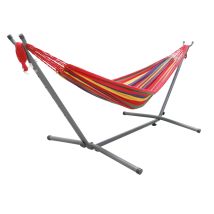 Hamaca Con Soporte Para 2 Personas Con Una Capacidad De Carga De 150 Kg Para Jardín Camping Y Playa 270 X 100 X 98 Cm, Rojo - Unho