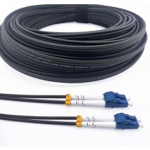 Elfcam - Câble Fibre Optique 250m (noir, Acier Blindé) - Lc/upc À Lc/upc, Os2 Duplex Monomode 9/125μm, Lszh, Résistant & Étanche - Installation 