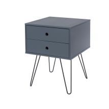 Core Products - Telford, Metal Leg 2 Drawer Bedside Cabinet - Mdf/metal - 40 X 40 X 54 Cm - Blue/black
