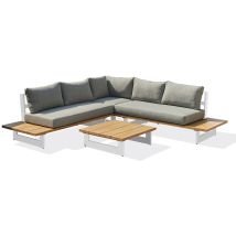 Lavezzi - Salón De Jardín 5 Plazas En Aluminio Y Tapa Imitación Madera - Paris Garden