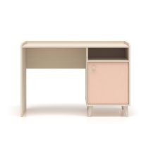 Scrivania Alycia beige e rosa a 1 anta – Legno Compensato – 120x58x80 cm – 30 kg carico massimo