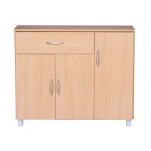 13casa - Buffet 3 Portes 1 Tiroir 90x30x75 Cm Décor Chêne - Romaric
