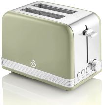 Swan - Retro St19010gneu Tostapane A Fessura Larga 2 Fette, Design Vintage, 3 Funzioni: Scongelamento, Riscaldamento, Annullamento, 6 Regolatore Del 