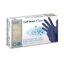 Reflexx N350 Nitrilhandschuhe Ohne Beschleuniger, Mikrorau, 3,2 G, Kat. 3, 100 Stück, Xl
