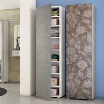 Terraneo - Mueble Con Puerta Siete Estantes Blanco Con Puerta De Hormigón