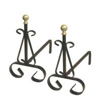Alari Per Camino Con Pomoli In Ottone- - Cm.19x31x30h. - 1 Coppia Mille