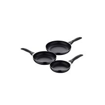 Set 3 Poêles (16+20+24cm) Aluminium Pressé, Marine Noir, San Ignacio