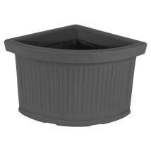 Pot De Fleurs D'Angle Décoratif, Style Classique, 40 X 40 Cm, Hauteur 34 Cm, En Polymère Anthracite Résistant, Idéal Pour Les Plantes De Terrasse