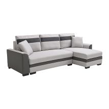 Divano Letto Angolare Reversibile In Tessuto E Similpelle Grigio - Giany Ii