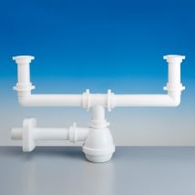 Sifone Tipo M Per Lavelli Inox A 2 Vie Senza Piletta (marchio Lira)- 11/2- Lira- Pezzi 1