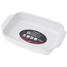 Crealys 512726 - Teglia Rettangolare Con Manici In Ceramica, 25 X 15 X 5 Cm, Colore Bianco