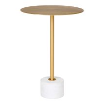 Lecco Couchtisch Ø41cm Marmor Messing – Hochwertige Materialien – Stilvoller Ecktisch für Ihr Zuhause