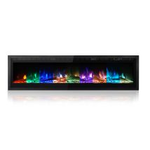50-inch Electric Fireplace, 900w/1800w Wall - Mount Or Freestanding, Metal - Panel Design, Gorgeous Colorful Flames, Remote - Controlled, And Crystal 