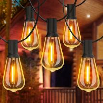 Jusch – 30m Outdoor String Lights – 50 St38 Led Bulbs – 2200k Warm White – Waterproof And Weatherproof – For Parties And Patios