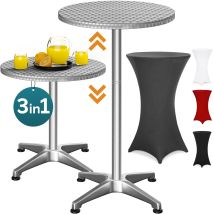 Casaria Tavolo Alto 2in1 Con Copritavolo Pieghevole Regolabile In Altezza 70 Cm / 115 Cm In Alluminio Rotondo Ø60 Cm Resistente Per Bistrot All'aperto