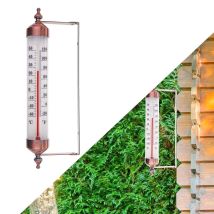 Termómetro Exterior Con Manómetro, Efecto Bronce – Elegante Termómetro De Jardín Ideal Para Medir La Temperatura Exterior, En Invernaderos Y Garajes 