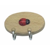 10 X Gancio Adesivo In Legno Coccinella 2 Posti