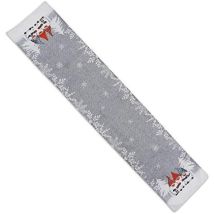 1 Pièces Table De Noël Père Noël Et Symétrie De Flocon De Neige Aux Deux Extrémités Linge De Table Décoratif Drapeau De Table Gris
