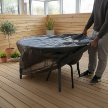 Copertura Per Tavolo Rotondo + Sedie Titanium Nero - 120 X 120 X 85 Cm