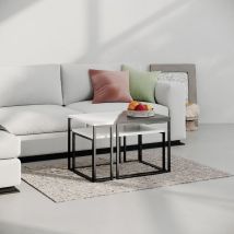 Veriaffari.it - Conjunto De Tres Mesas Apilables Ohlady En Blanco Y Antracita Con Patas Negras