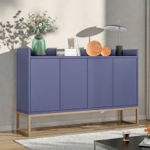 Buffet, Buffet Bahut, Buffet Bas Salon, Avec 4 Portes, 120 X 30 X 80cm, Bleu