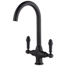 Eurosanit – Mezclador de cocina retro negro – Altura 339 mm – Caño alto móvil – Instalación rápida – Garantía 5 años