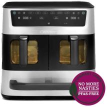 Ölfreie Fritteuse Cuisinart - Airfryer Aft13xsse - Kapazität 13,6l - Doppelte Frittierbehälter + 1 Schublade - Schwarz / Edelstahl - 2400w
