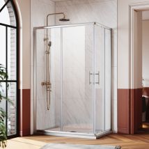 Mampara De Ducha Entrada De Esquina Doble Puerta Corredera Mampara De Ducha De Cristal Real 1200x700x1850mm - Sonni