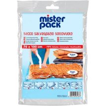 Sacco Salvaspazio Mister Pack XL 70x100 cm – Polietilene – Trasparente – Compatibile con Aspirapolvere