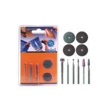 Kit de accesorios de grabado – 10 piezas – Vástago 2,35 mm – Puntas de diamante, molas, discos de corte