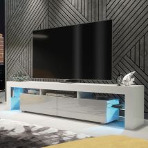 Creative Furniture - Nova Tv Unit - White With Grey Gloss Doors & Led - 200cm