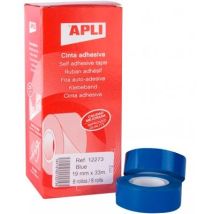 Apli Klebebandrolle 19mm x 33m blau – 8 Rollen – geräuscharm – praktische PP-Box