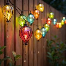2x Lampe Solaire Led Guirlande Lumineuse Ballons Lampe D'Extérieur Décoration De Jardin Multicolore L 380 Cm
