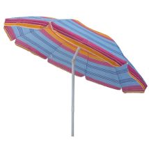 Runder Strandschirm 2 Meter Mit Stahlstangen Und Rotem Limettenblau Polyester Tuch