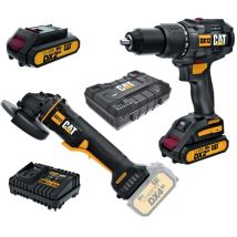CAT – Power Tool Set – DX21 Rotary Hammer, DX12 Percussion Drill, DX71 Impact Wrench, DX31B Angle Grinder, 2 Batteries, Charger