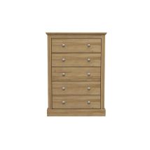 Devon 5 Drawer Chest – Traditional Oak Design – Dimensions: 39.5 x 79 x 111.9 cm – Weight: 41.7 kg