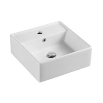 AQUORE – 0000385428 – Lavabo suspendu VENTO en porcelaine blanche – Robinet lavabo mural – Finition métal, Caractéristique robinet plomberie, Forme du