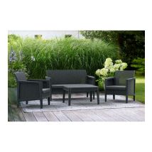 Keter Set Salotto Da Giardino Atlas Finitura Juta Grafite Con Cuscini