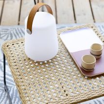 Cémonjardin – 21 Cm Tragbare Outdoor-tischleuchte – Weißes Polyethylen – 2000 Mah Lithium-ionen-akku – Ip44 – Einstellbares Warmweißes Licht