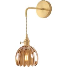 Glass Wall Light Vintage Retro Lampshade Flower Wall Lamp Art Deco E27 Lamp For Hallway Bedroom Kitchen Living Room Amber