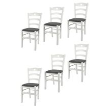 Tommychairs - Set 4 Sedie Modello Cuore Per Cucina Bar E Sala Da Pranzo, Robusta Struttura In Legno Di Faggio Laccato Bianco E Seduta Rivestita In 