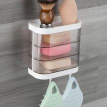Portasapone Da Parete A 3 Ripiani Con 2 Ganci, Portasapone Girevole A 180 Gradi, Antipolvere, Organizer Per Bagno, Doccia, Cucina (trasparente)