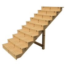 Vinuovo - Außentreppe Holz Höhe 173cm 10 Stufen, Breite 120cm, Mit Setzstufen