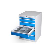 Schubladeneinteilung R 18-24 – Metalleinteilung – für Fronthöhe 150 mm – verzinktes Stahlblech – 3 Mittelfachschienen – 9 Trennwände