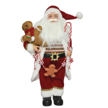 Papá Noel con pan de jengibre y palitos – Altura 30 cm – Decoración navideña colorida